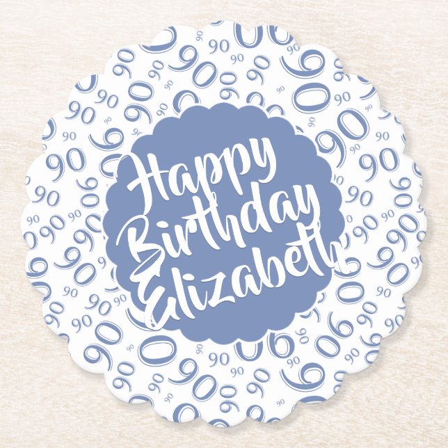 Porta-copo De Papel Nome:  90 Aniversário Padrão do Número Aleatório A (Frente)