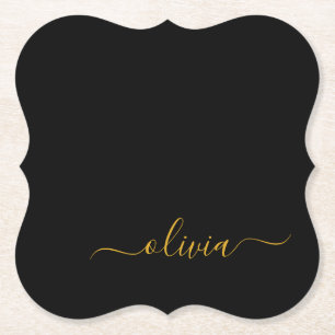 Porta-copo De Papel Nome do Monograma Rapariga de Script Moderno Doura