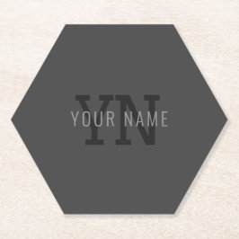 Porta-copo De Papel Nome Moderno das Cinzas Escuras Monograma (ou outr