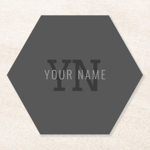Porta-copo De Papel Nome Monogramado Moderno Cinza Escuro (ou outro te