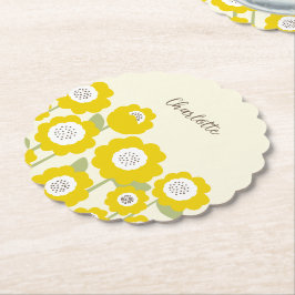 Porta-copo De Papel Nome personalizado mínimo de girassol moderno mini