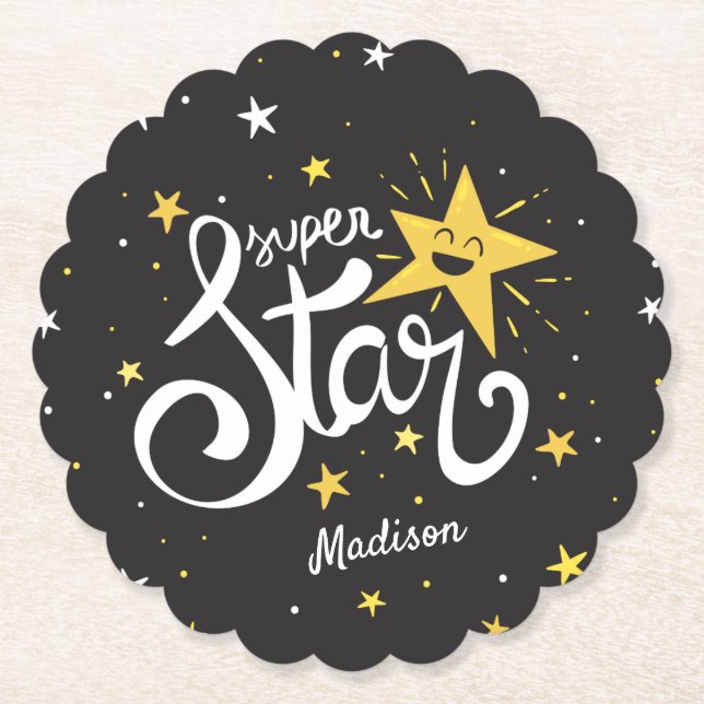 Porta-copo De Papel Nome personalizado Superstar (Frente)
