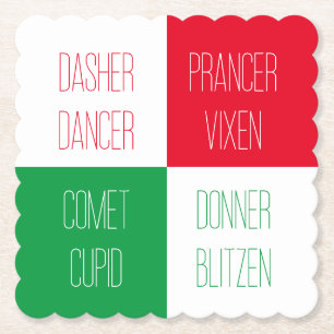 Porta-copo De Papel NOMES REINDEER Portas copos de papel quadradas esc