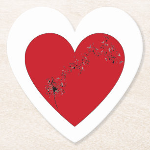 Porta-copo De Papel Notas musicais no coração, Porta copos de papel