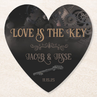 Porta-copo De Papel O amor é a chave Steampunk Wedding