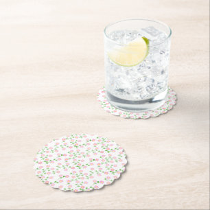 Porta-copo De Papel O Amor Está em Flor Rosa Churrasco de Noiva Floral