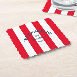 Porta-copo De Papel O Clube de Natações Crest Red Cabana Stripe