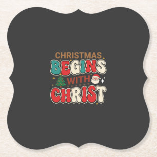 Porta-copo De Papel O Natal Começa Com Cristo Retro Papai Noel
