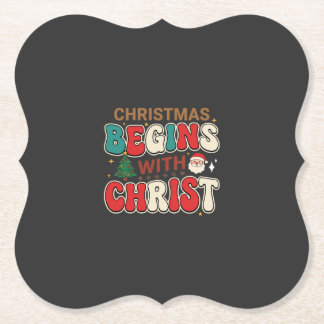 Porta-copo De Papel O Natal Começa Com Cristo Retro Papai Noel