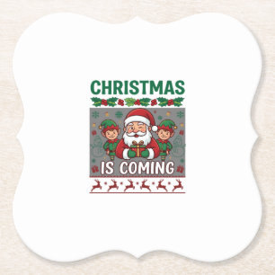 Porta-copo De Papel O Natal Está Chegando Papai Noel Elfos Rena