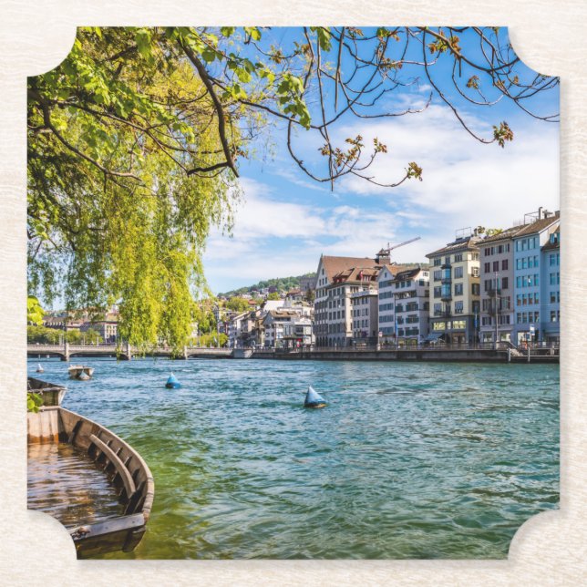 Porta-copo De Papel O rio Limmat, Zurique (Frente)