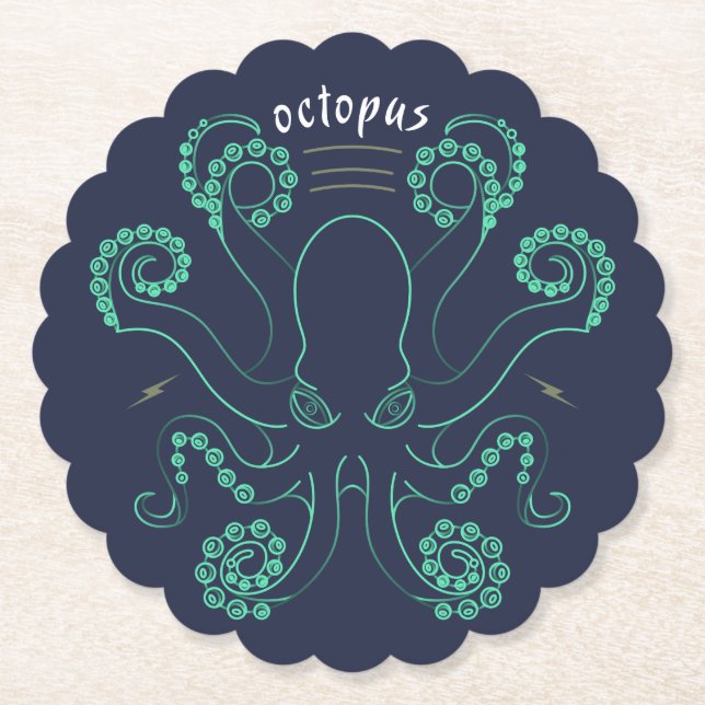 Porta-copo De Papel Octopus Cephalopod Tentáculos (Frente)