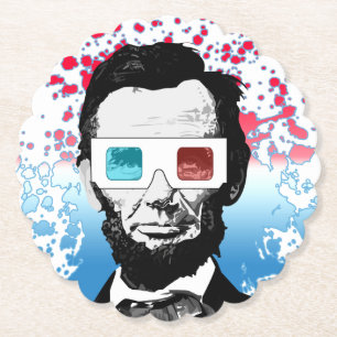 Porta-copo De Papel Óculos 3D do Abraham Lincoln Patrióticos Vermelho 