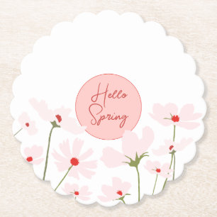 Porta-copo De Papel Olá, rosa claro Primavera, flores do cosmos