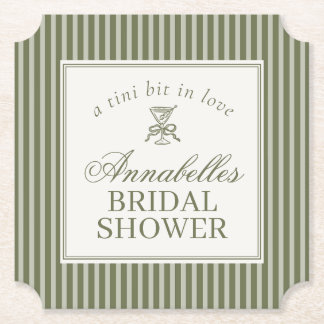 Porta-copo De Papel Olive Martini Old Money Striped Bridal Shower