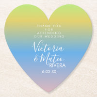 Ombre Arco-íris Amarelo Rosa Azul Casamento Obriga