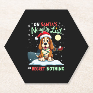 Porta-copo De Papel On Santa's Xmas Naughty List Regret Nothing Basset
