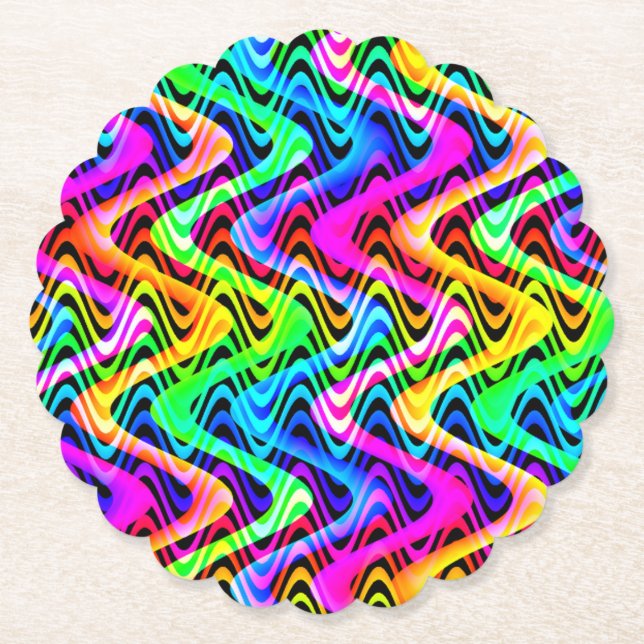 Porta-copo De Papel ondas coloridas (Frente)