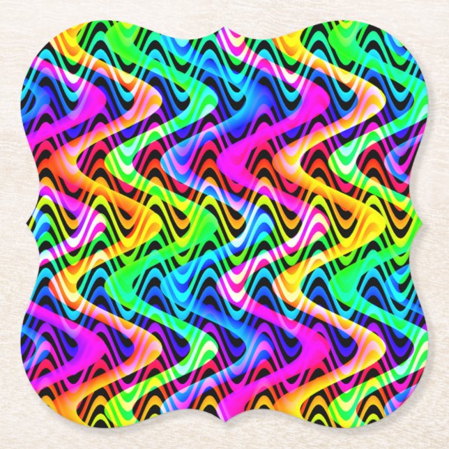 Porta-copo De Papel ondas coloridas (Frente)