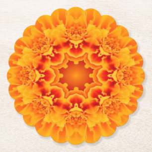 Porta-copo De Papel Orange Marigold Mandala