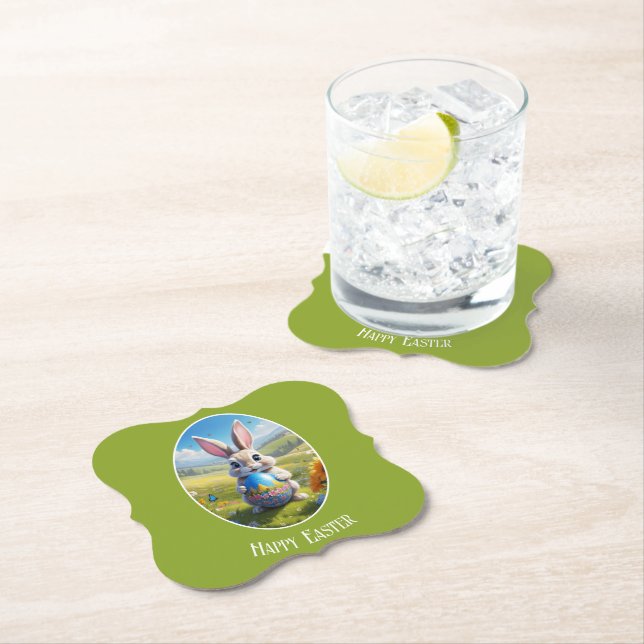 Porta-copo De Papel Osterhase mit Ei, Oval - Pappuntersetzer (Insitu)