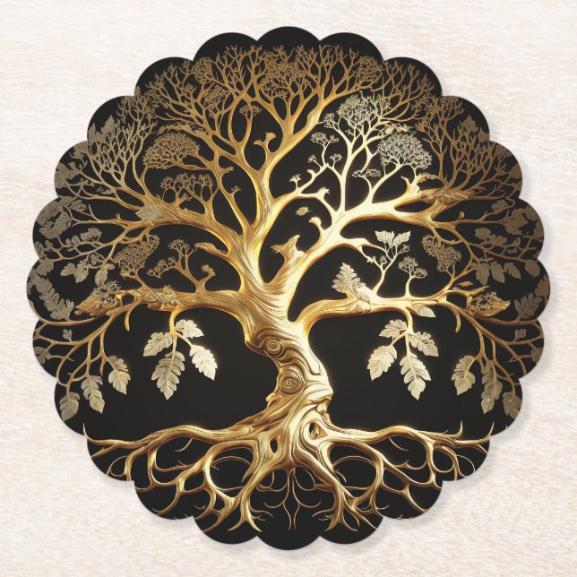 Porta-copo De Papel Ouro de Life Yggdrasil (Frente)