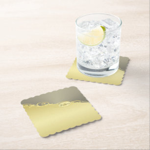 Porta-copo De Papel Ouro de luxo decorativo em ouro e prata, monograma