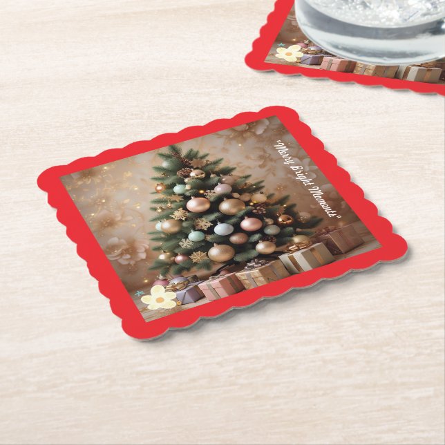 Porta-copo De Papel "Ouro de Natal brilhando" (Angular)