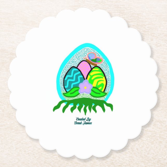 Porta-copo De Papel Ovos de Páscoa Deliciosos, Porta copos redonda esc (Frente)