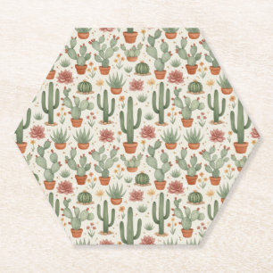 Porta-copo De Papel Padrão contínuo de cactos suculentos do deserto