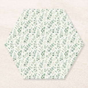 Porta-copo De Papel Padrão contínuo de folhas de eucalipto minimalista