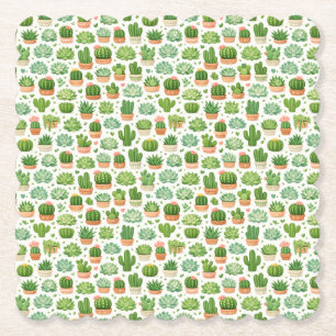 Porta-copo De Papel Padrão contínuo de planta suculenta fofa