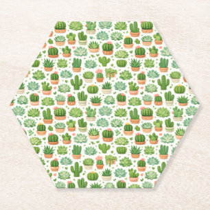 Porta-copo De Papel Padrão contínuo de planta suculenta fofa
