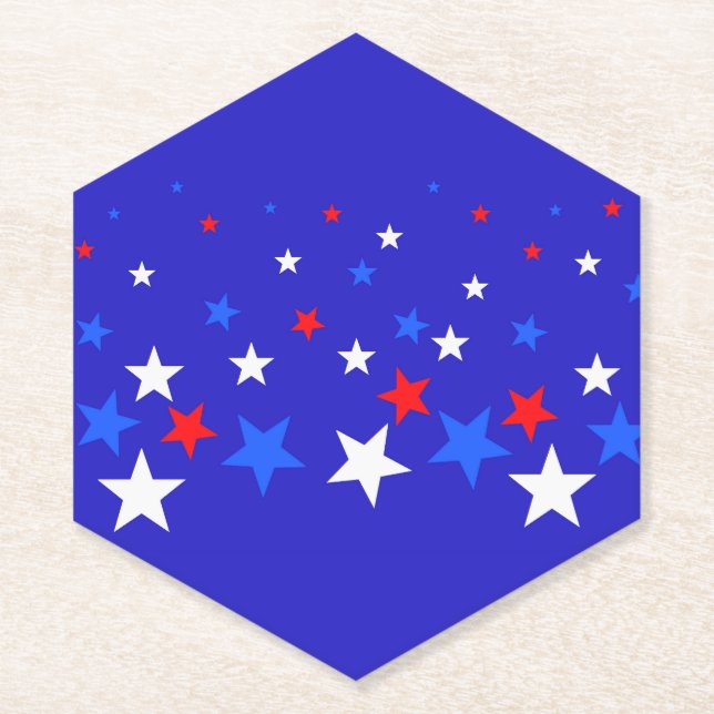 Porta-copo De Papel Padrão das estrelas azul, vermelha e branca (Frente)