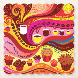 Porta-copo De Papel Padrão de Café e Muffins