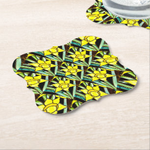 Porta-copo De Papel Padrão de Flores de Valor Amarelo