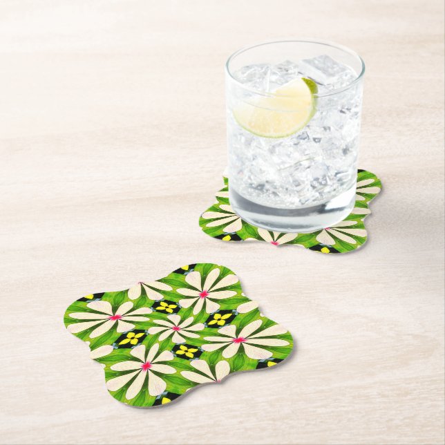 Porta-copo De Papel Padrão de Flores Estéticas (Insitu)