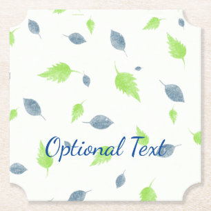 Porta-copo De Papel Padrão de Folhas Azul e Verde