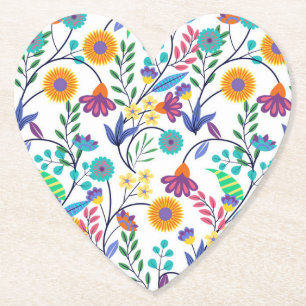 Porta-copo De Papel Padrão De Fundo Floral Exótico Colorido-23145