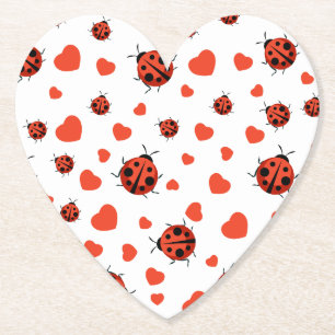 Porta-copo De Papel Padrão de Ladybug e coração