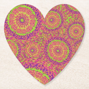 Porta-copo De Papel Padrão de Mandala Neon Psicodélico em Espiral