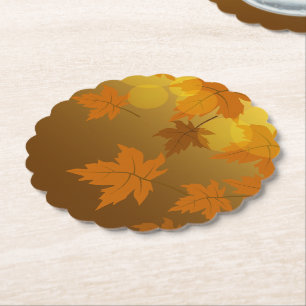 Porta-copo De Papel Padrão de outono com folhas de carapaça e boque em