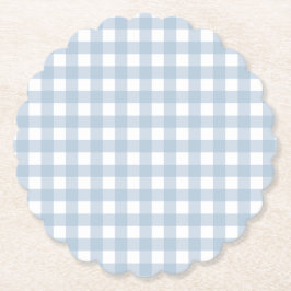 Porta-copo De Papel Padrão de Xadrez de Gingham Azul Minimalista