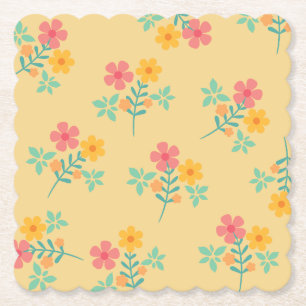 Porta-copo De Papel Padrão do Buquê Retro Daisy em Amarelo