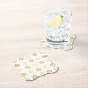Porta-copo De Papel Padrão Dourado de flocos de neve de Natal elegant