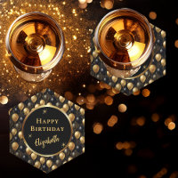 Padrão Elegante Black Glitter Balloons A021