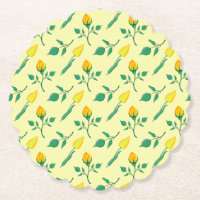 Padrão floral com rosa amarela e flores tulipas