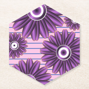 Porta-copo De Papel Padrão Floral Roxo Moderno Desenho de Flor Abstrat