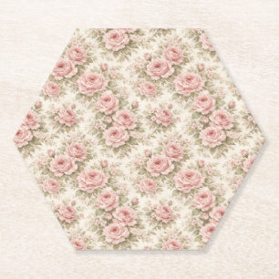 Porta-copo De Papel Padrão Floral Sem Costura Rosa Vintage Elegante