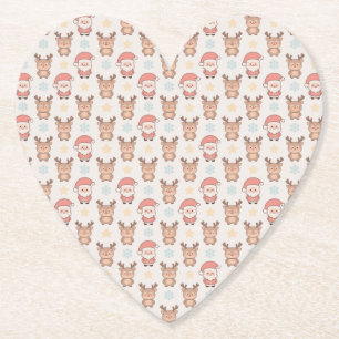 Porta-copo De Papel Padrão Fofo de Papai Noel e Rena